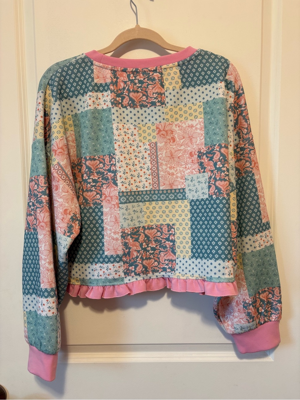 Patchwork Pink Ruffle Pajama Set - Picture 3 of 7